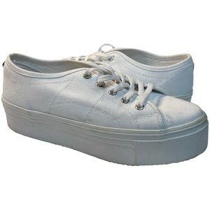 STEVE MADDEN Mayra Platform Sneakers White Canvas Size 9M Streetwear